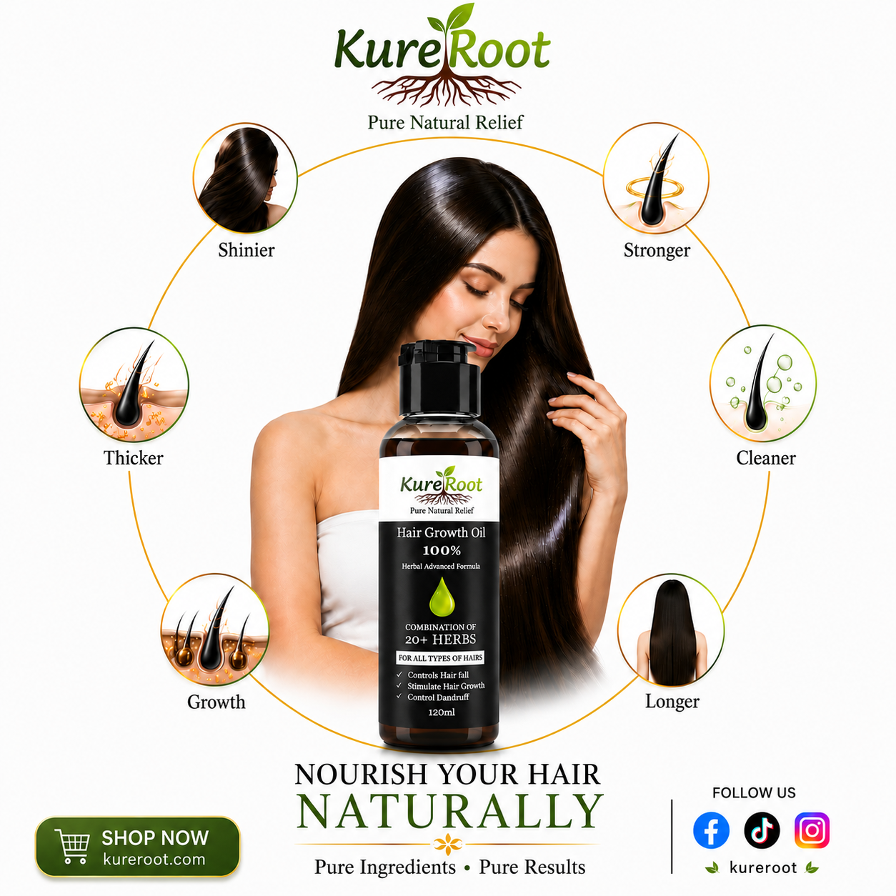 Kure Root Hair Growth Oil - 100% Natural Advance Formula